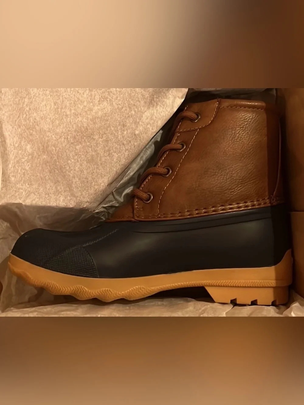 Sperry Kids Boys Weatherproof Port Boots Navy/Tan Sz 13 Classic Preppy Fall